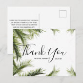 Hochzeit Danke | Green Tropical Script Postcard Postkarte (Vorne/Hinten)