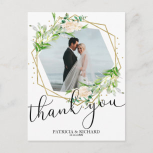 Hochzeit Danke Grün Goldfolie Geometrisch Postkarte