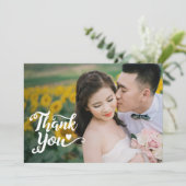 Hochzeit Danke | Handgeschriebenes Skript über Fot Einladung (Stehend Vorderseite)