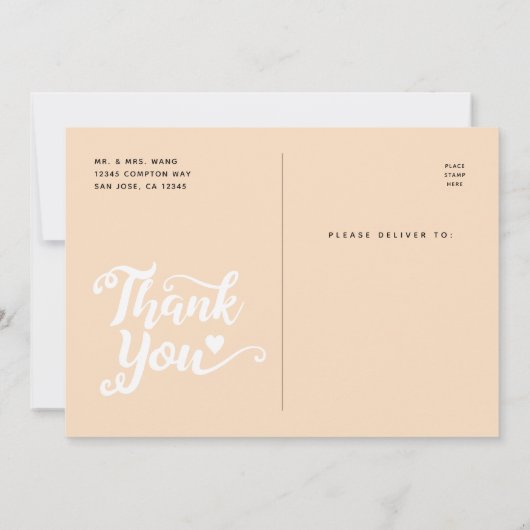 Hochzeit Danke | Handgeschriebenes Skript über Fot Einladung (Rückseite)