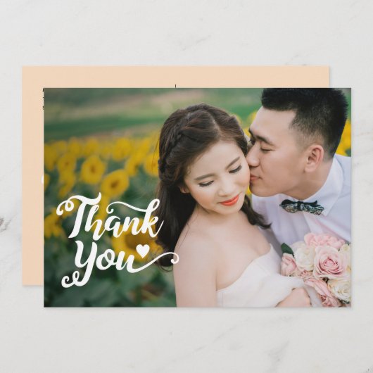 Hochzeit Danke | Handgeschriebenes Skript über Fot Einladung (Vorne/Hinten)