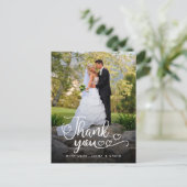 Hochzeit Danke | Handgeschriebenes Skript über Fot Postkarte (Stehend Vorderseite)