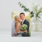 Hochzeit Danke | Handgeschriebenes Skript über Fot Postkarte (Stehend Vorderseite)