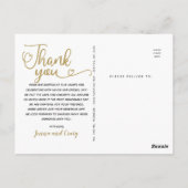 Hochzeit Danke | Handgeschriebenes Skript über Fot Postkarte (Rückseite)
