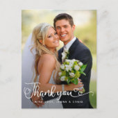 Hochzeit Danke | Handgeschriebenes Skript über Fot Postkarte (Vorderseite)