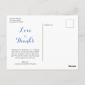 Hochzeit danke Hydrangea Blue Watercolor Floral Postkarte (Rückseite)