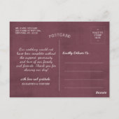 Hochzeit danke Hydrangea String Lights Burgundy Postkarte (Rückseite)