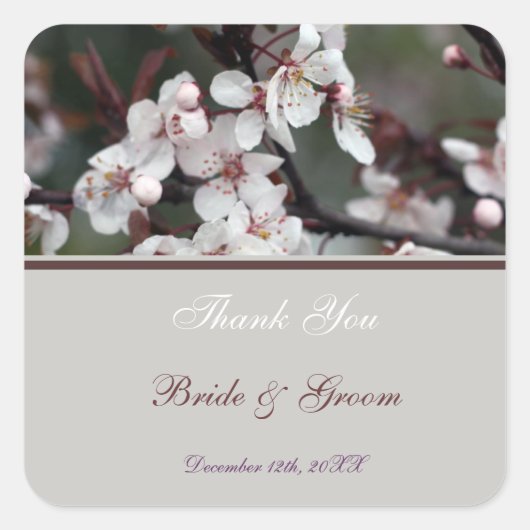 Hochzeit danke Ihnen Aufkleber, Karte, etc. Quadratischer Aufkleber (Vorderseite)