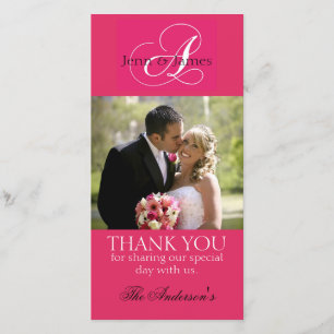 Hochzeit danke Ihnen Bride Groom Foto Cards Fuchsi