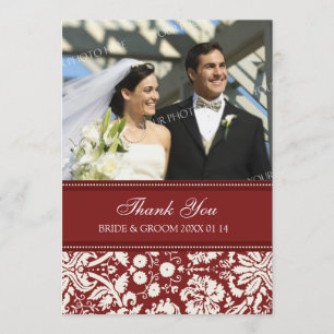Hochzeit danke Ihnen Foto Cards Red Damask