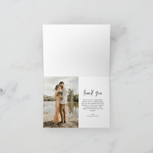 Hochzeit danke Ihnen Foto Minimalistisch (Innenseite)