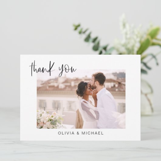Hochzeit danke Ihnen Foto Minimalistisch (Stehend Vorderseite)