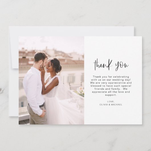 Hochzeit danke Ihnen Foto Minimalistisch (Rückseite)