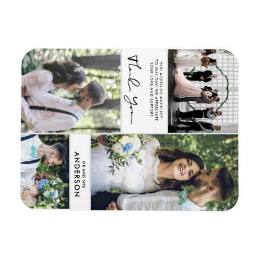 Hochzeit danke Ihnen Fotocollage Magnet (Horizontal)
