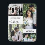 Hochzeit danke Ihnen Fotocollage Magnet<br><div class="desc">Vielen Dank für Ihre Hochzeitsmagnete in einem vier Foto Collage Design - Fügen Sie Ihre individuelle Nachricht,  Nachname und Lieblings-4 Hochzeitstage-Fotos und E-Mail an Familie und Freunde. Ein schöner Sake,  den sie Liebe werden!</div>