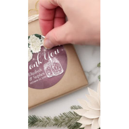 Hochzeit danke Ihnen für Mason Jar Hydrangea Light Runder Aufkleber