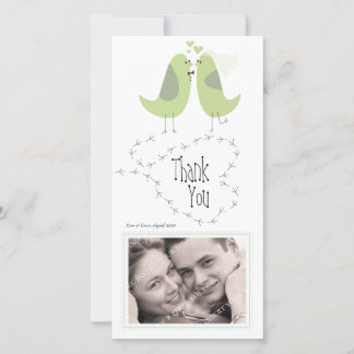 Hochzeit danke Ihnen Green Love Birds Foto-Karte