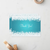 Hochzeit danke Ihnen Hinweis Magic Sparkle Türkis Mitteilungskarte (Vorderseite/Rückseite Beispiel)