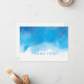 Hochzeit danke Ihnen Hinweis Summer Blue Watercolo Mitteilungskarte (Vorderseite/Rückseite Beispiel)