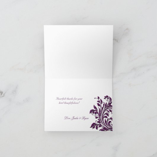 Hochzeit danke Ihnen Karten Leaf Sparkle Lila (Innenseite)