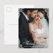 Hochzeit danke Ihnen Lace Border Couple Foto Postkarte (Vorne/Hinten)