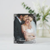 Hochzeit danke Ihnen Lace Border Couple Foto Postkarte (Stehend Vorderseite)