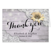 Hochzeit danke Ihnen Lace Sunflower Rustic Wood Li (Vorderseite (Horizontal))