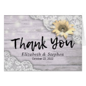 Hochzeit danke Ihnen Lace Sunflower Rustic Wood Li (Vorderseite (Horizontal))