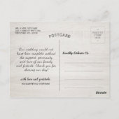 Hochzeit danke Ihnen Lace Sunflower Rustic Wood Li Postkarte (Rückseite)