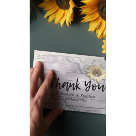 Hochzeit danke Ihnen Lace Sunflower Rustic Wood Li Postkarte