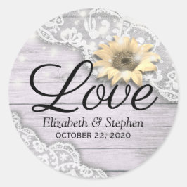 Hochzeit danke Ihnen Lace Sunflower Wood String Li Runder Aufkleber