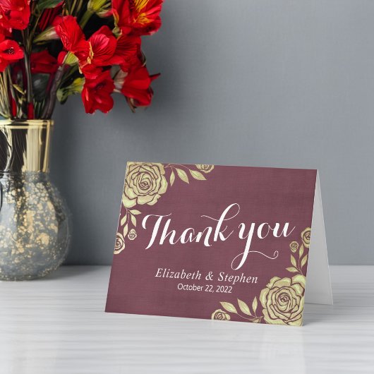 Hochzeit danke Ihnen Moderne Goldene Rose Burgundy