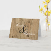 Hochzeit danke Ihnen Natural Woodgrain Foto Rustic Karte (Gelbe Blume)