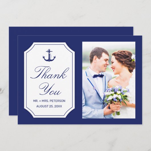 Hochzeit danke Ihnen Nautical Anchor Blue Foto Car (Vorne/Hinten)