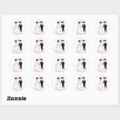 Hochzeit danke Ihnen Pink Black Bride Groom Cartoo Runder Aufkleber (Blatt)