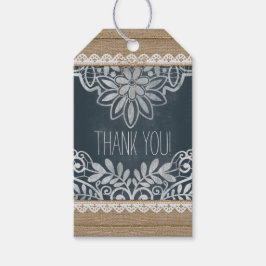 Hochzeit danke Ihnen Rustic Burlap Lace Chalkboard Geschenkanhänger