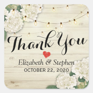 Hochzeit danke Ihnen rustikale Holz-Blumenzellenle Quadratischer Aufkleber