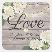 Hochzeit danke Ihnen rustikale Holz-Blumenzellenle Quadratischer Aufkleber (Vorderseite)