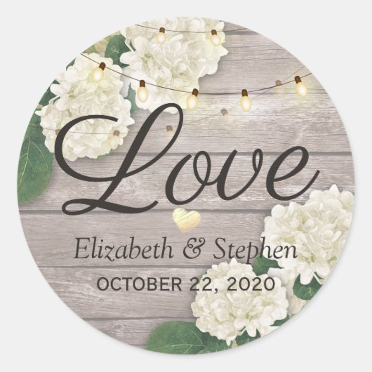 Hochzeit danke Ihnen rustikale Holz-Blumenzellenle Runder Aufkleber (Vorderseite)