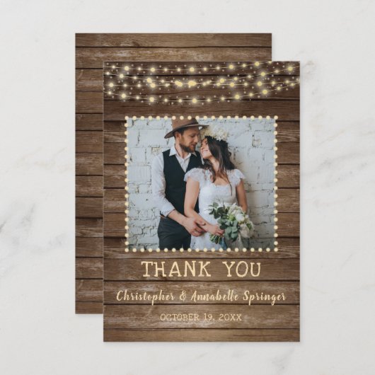 Hochzeit danke Ihnen rustikale Holz String Lights (Vorne/Hinten)