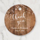 Hochzeit danke Ihnen Rustikales Holz & Lichtgestei Geschenkanhänger (Rückseite)