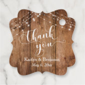 Hochzeit danke Ihnen Rustikales Holz & Lichtgestei Geschenkanhänger (Rückseite)