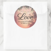 Hochzeit danke Ihnen Sommer Palm Trees String Ligh Runder Aufkleber (Tasche)