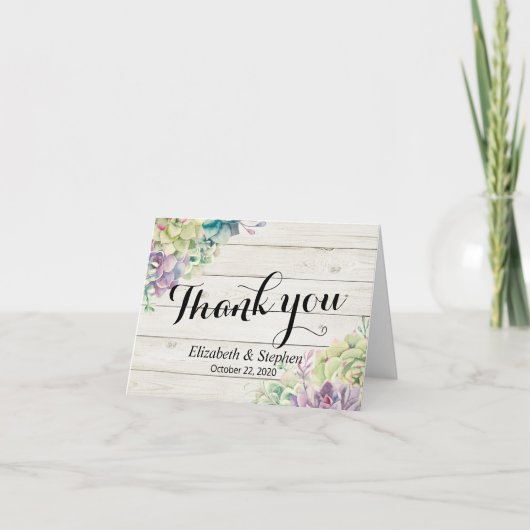 Hochzeit danke Ihnen Sukkulente Pflanze Rustikales (Vorderseite)