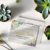 Hochzeit danke Ihnen Sukkulente Pflanze Rustikales Postkarte