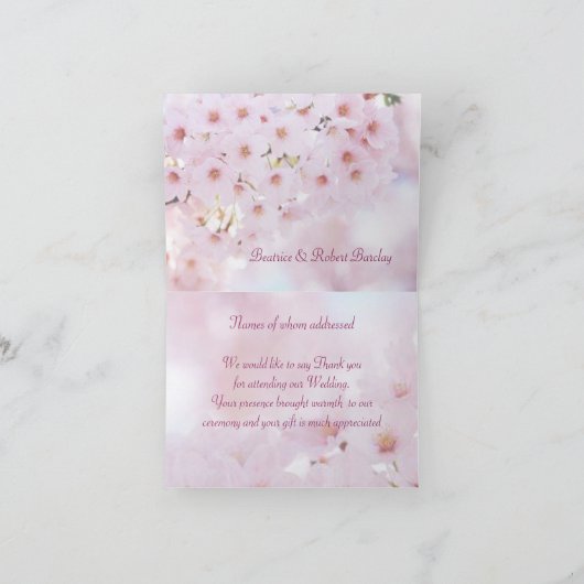 Hochzeit Danke Karte - Frühlingskirsche blühen (Innenseite)