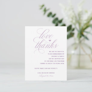Hochzeit Danke-Karten für Tische Lavendel Dankeskarte