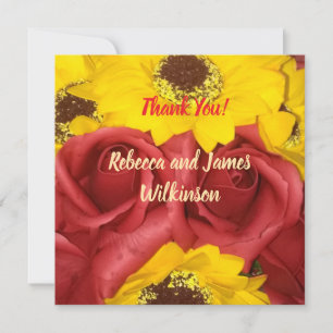 Hochzeit Danke-Karten rote Rosen Sonnenblume Foto Dankeskarte