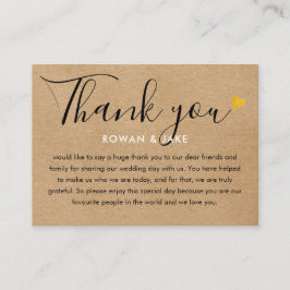 Hochzeit Danke Kraft Gold Heart Chic Script Platzkarte
