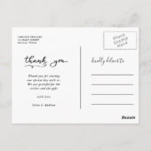 Hochzeit Danke Lässiges Script | Zwei Fotos Postkarte (Rückseite)